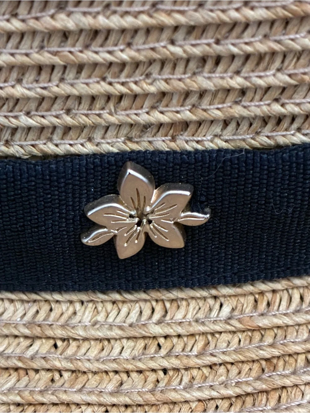 Capelli of New York Tan Straw Sun Hat with Black Trim